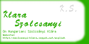 klara szolcsanyi business card